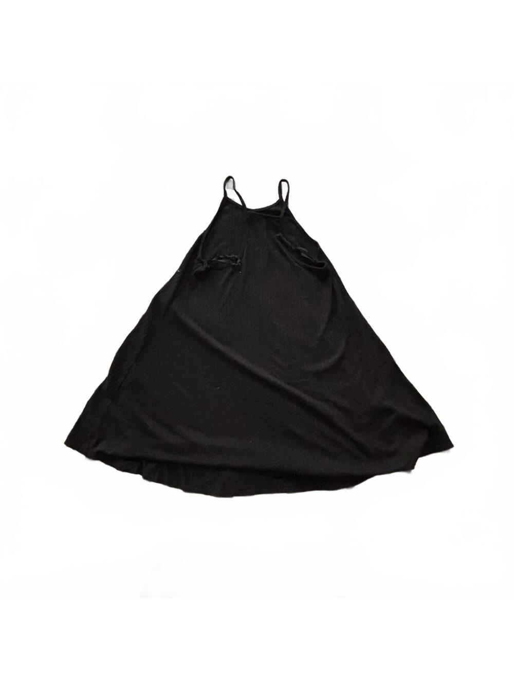Ribbed Halter Neck Black Mini Dress